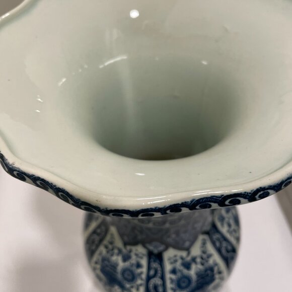 BOCH for ROYAL SPHINX DELFTS Genuine Vintage Porcelain Vase, Floral Blue & White - Picture 8 of 11